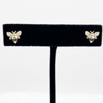 Load image into Gallery viewer, 14K Solid Gold Diamond and Black Diamond Bee Studs Earrings. ER417984Y
