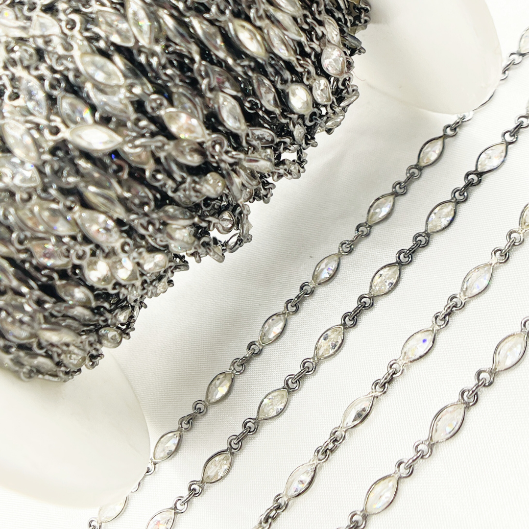 CZ65. Cubic Zirconia Marquise Shape Connected Chain
