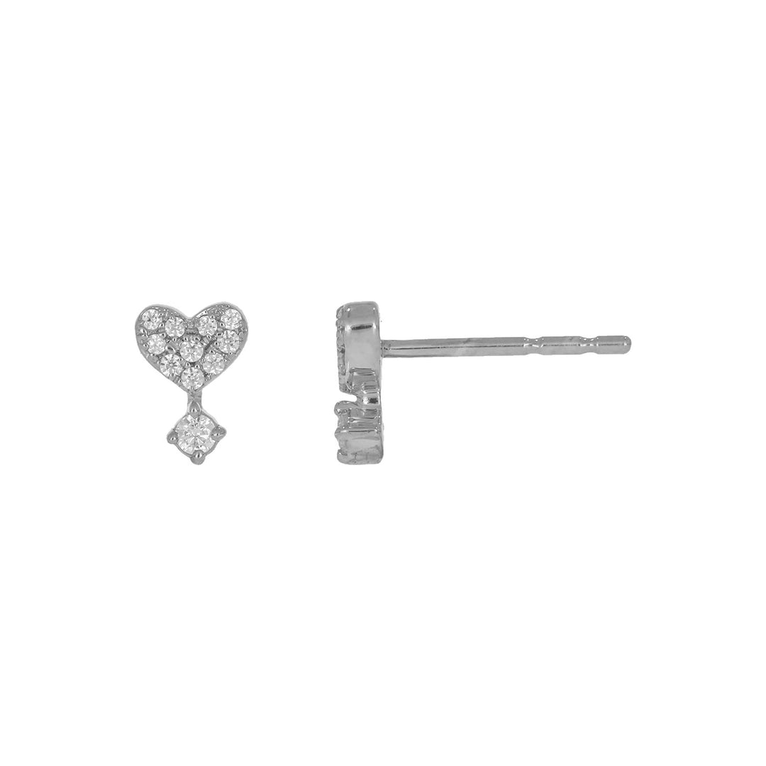 EFB54278. 14K Solid Gold Diamond Heart Stud Earrings