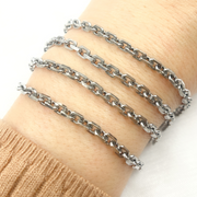 Oxidized 925 Sterling Silver Diamond Cut Box Link Chains