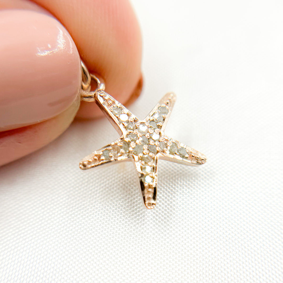 DC428. Diamond Sterling Silver Starfish Charm