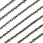 Load image into Gallery viewer, V33BRM. Black Rhodium Matte Sterling Silver Diamond Cut Cable Link Chain
