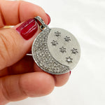 Load image into Gallery viewer, DP408. Diamond &amp; Sterling Silver Stars Round Pendant
