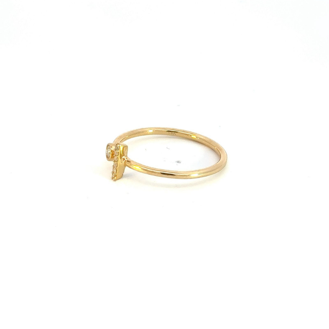 14k Solid Gold Circle and Rectangle Diamond Ring. RFA17008