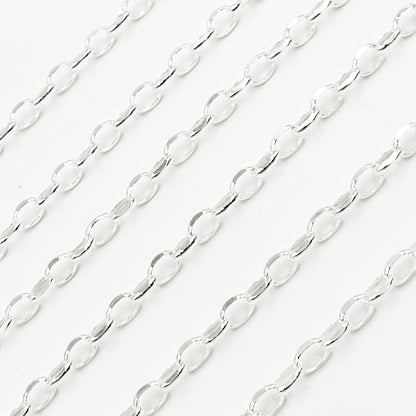 Sterling Silver Oval Diamond Cut Link Chain