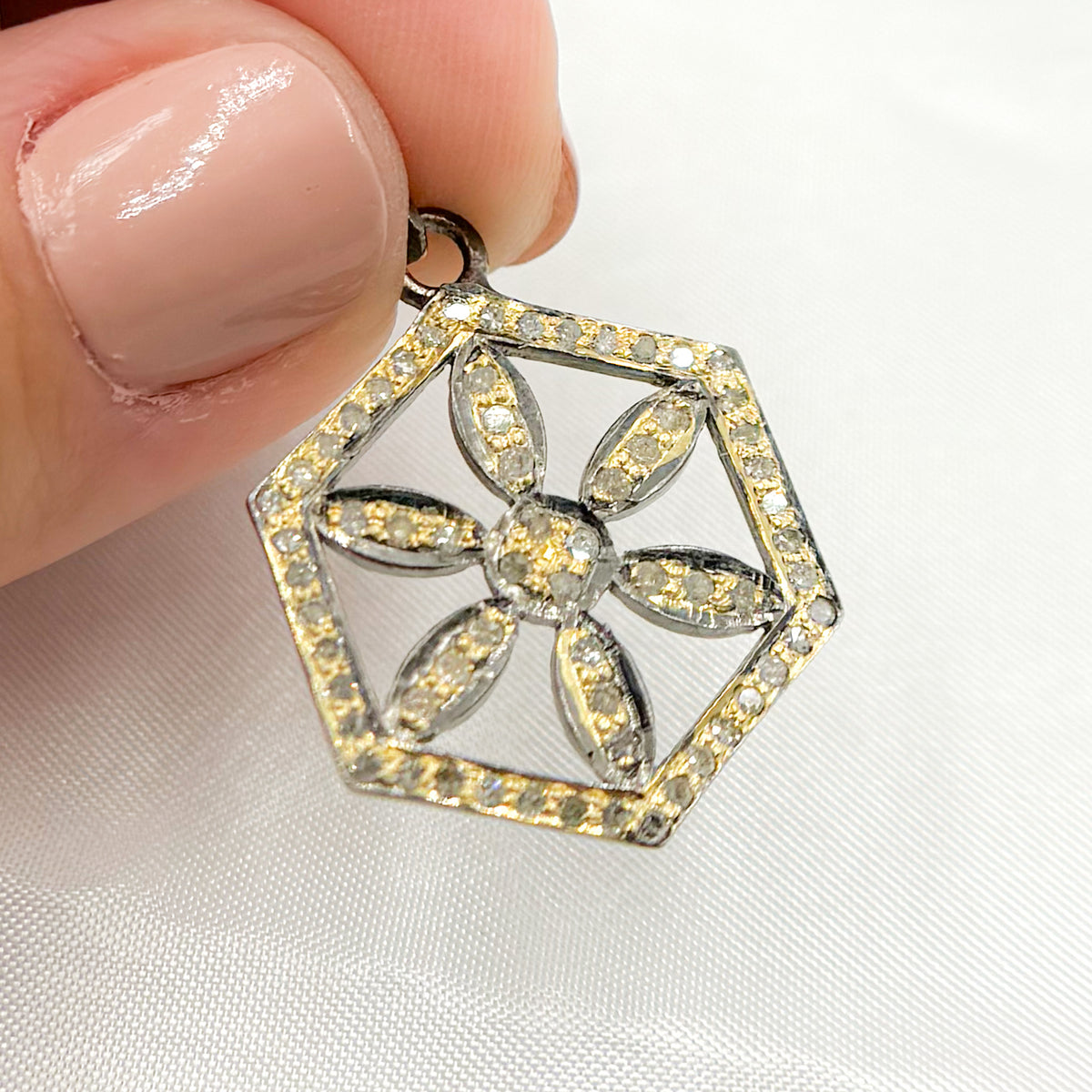 Shop Now Sterling Silver Hexagon Flower Pendants