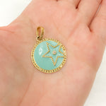 Load image into Gallery viewer, DP805A. Diamond Sterling Silver Round Star Enamel Pendant
