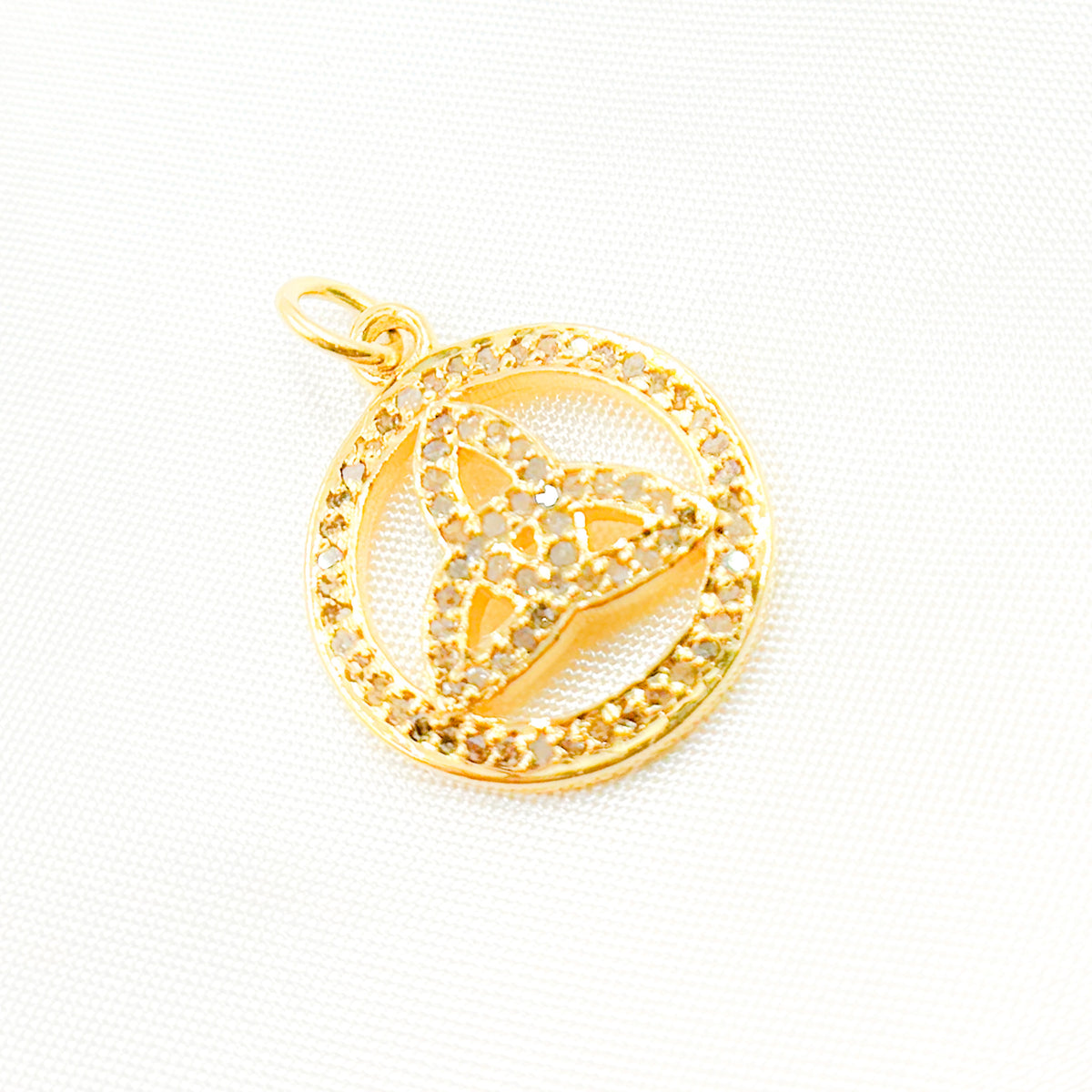 Diamond Silver Round Celtic Trinity Knot Pendant with Gemstone