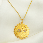 Load image into Gallery viewer, 14K Solid Gold Sun Shape Pendant with Diamonds. GDP341
