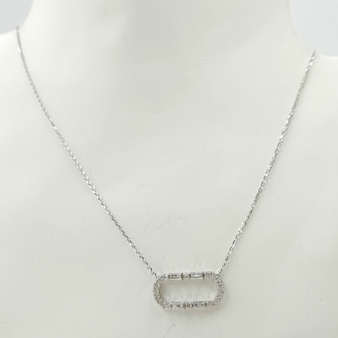 14K Solid Gold Rectangular Shaped Diamond Necklace. NT403731