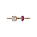 Load image into Gallery viewer, RFD19696RU. 14K Solid Gold Diamond and Ruby Open Ring