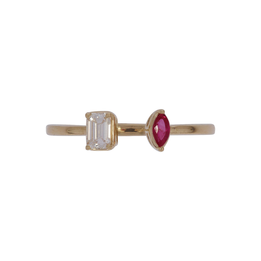 RFD19696RU. 14K Solid Gold Diamond and Ruby Open Ring