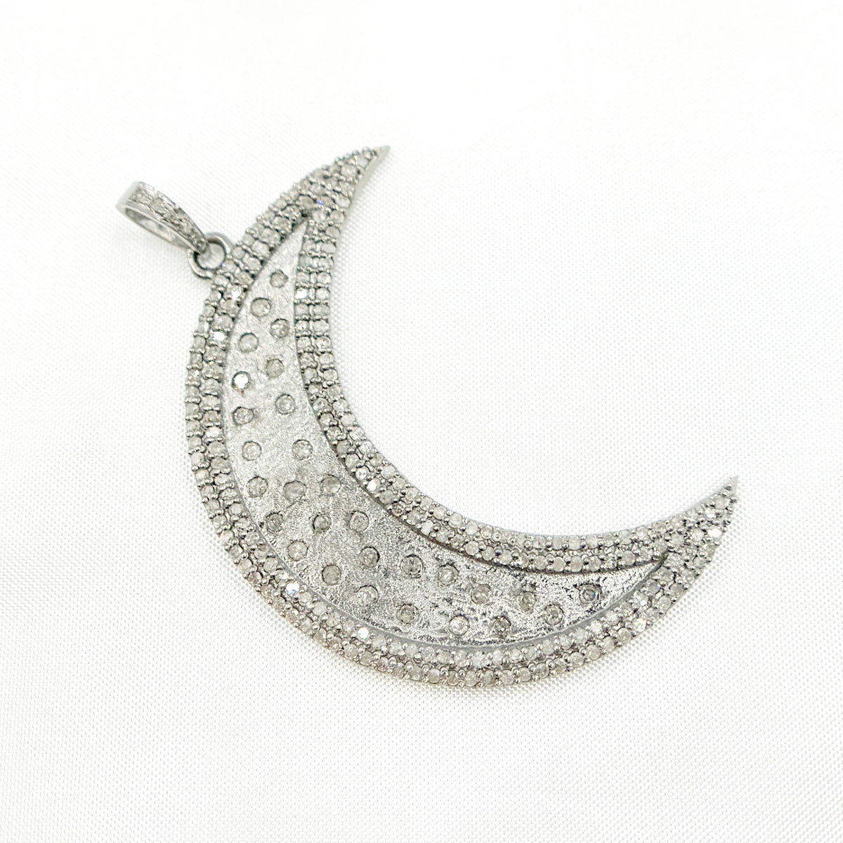 Diamond Sterling Silver Moon Pendant