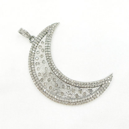 Diamond Sterling Silver Moon Pendant