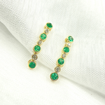 Load image into Gallery viewer, 14K Solid Gold Diamond &amp; Emerald Dangle Earrings. EFD52175EM
