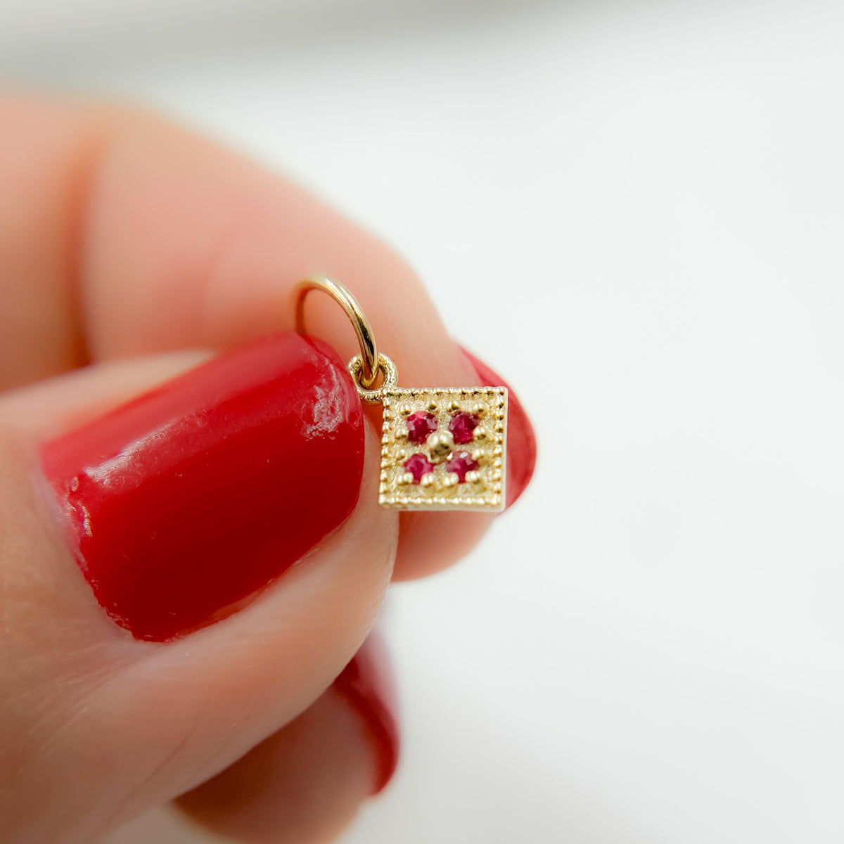 GDP512. 14k Solid Gold Diamond Square Charm