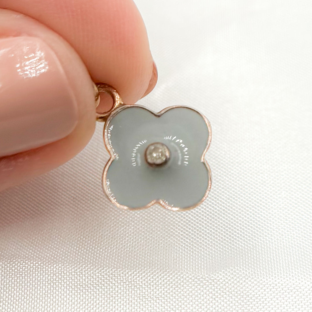 DC488A. Diamond Sterling Silver Flower Enamel Charm