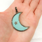 Load image into Gallery viewer, DP525A. Diamond Sterling Silver Moon Enamel Pendant
