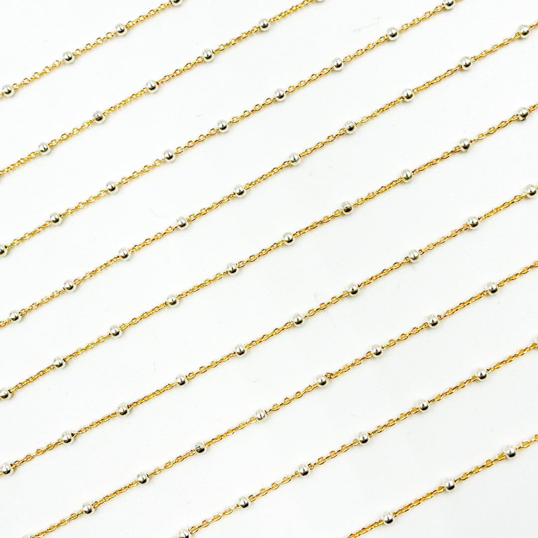 V288TT. Gold Filled with Sterling Silver Beads Satellite Chain