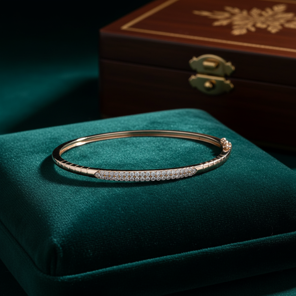 BNH68681. 14K Solid Gold Diamond Bangle