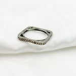Load image into Gallery viewer, DE021. Diamond Black Rhodium Sterling Silver Square Ring