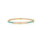 Load image into Gallery viewer, BNH68564TQ. 14K Solid Gold Diamond and Round Turquoise Bangle