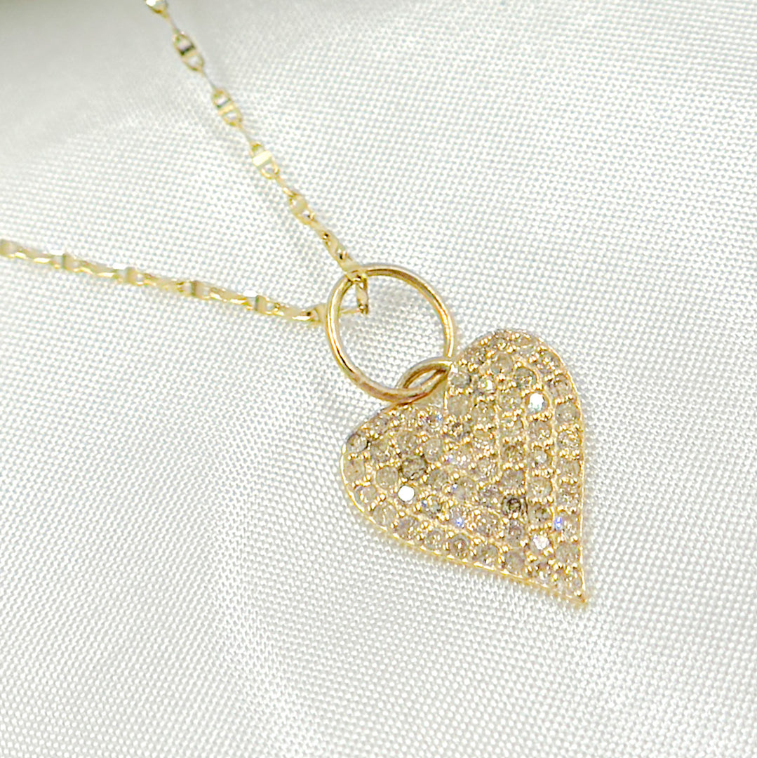 14k Solid Gold Diamond Heart Charm. GDP488