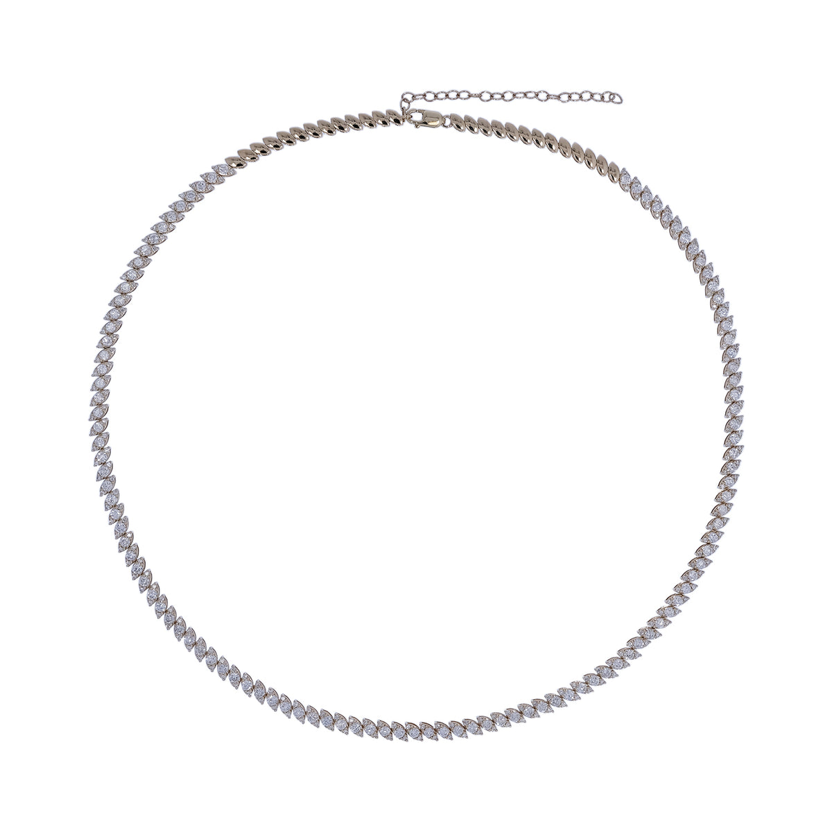 NFT72694. 14K Solid Yellow Gold Diamond Tennis Necklace