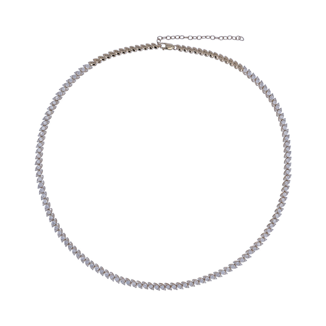 NFT72694. 14K Solid Yellow Gold Diamond Tennis Necklace