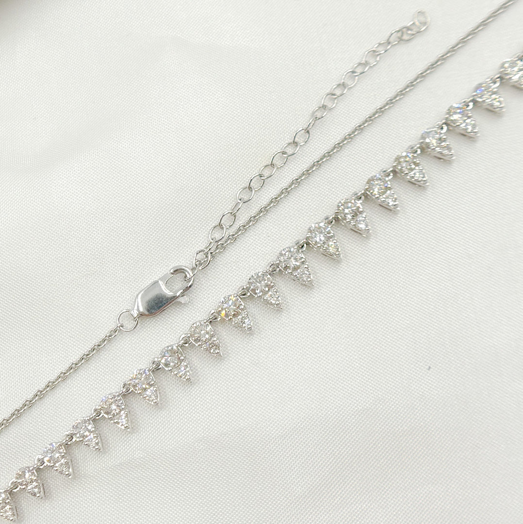 14K Solid White Gold Diamond Drop Necklace. NFR70716
