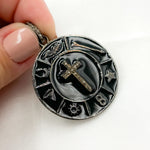 Load image into Gallery viewer, DP529A. Diamond Sterling Silver Round Cross Enamel Pendant
