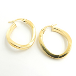 Load image into Gallery viewer, GER93. 14K Solid Gold Flat &amp; Twisted Hoop Earrings
