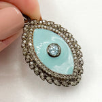 Load image into Gallery viewer, DP407A. Diamond Sterling Silver Eye Enamel Pendant with Gemstone
