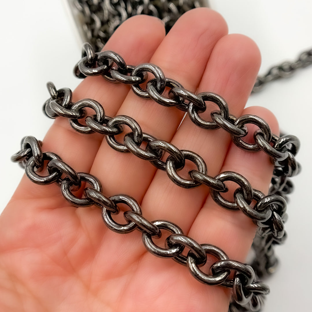 V272BR. Black Rhodium Sterling Silver Cable Chain