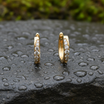 Load image into Gallery viewer, EHD57618. 14k Solid Yellow Gold Diamond Huggie Hoop Earrings