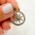 Load image into Gallery viewer, DP069B. Diamond Sterling Silver Round Sun Pendant
