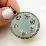 Load image into Gallery viewer, DP417A. Diamond Sterling Silver Round Enamel Pendant
