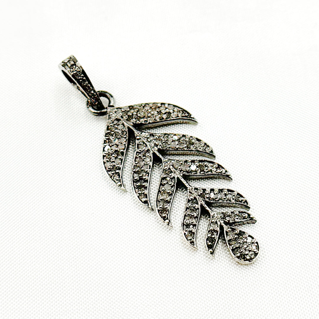 DC2002. Diamond Sterling Silver Leaf Pendant