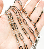 Load image into Gallery viewer, 925 Sterling Silver &amp; Black Rhodium Plated Link Paperclip Chain. 169SB
