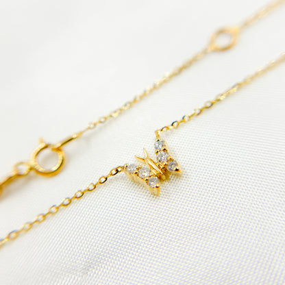 NT400107. 14K Solid Gold Diamond Butterfly Shape Necklace