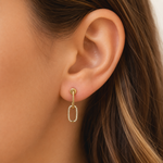 Load image into Gallery viewer, GER170. 14K Solid Gold Diamond Dangle Ovals Earrings