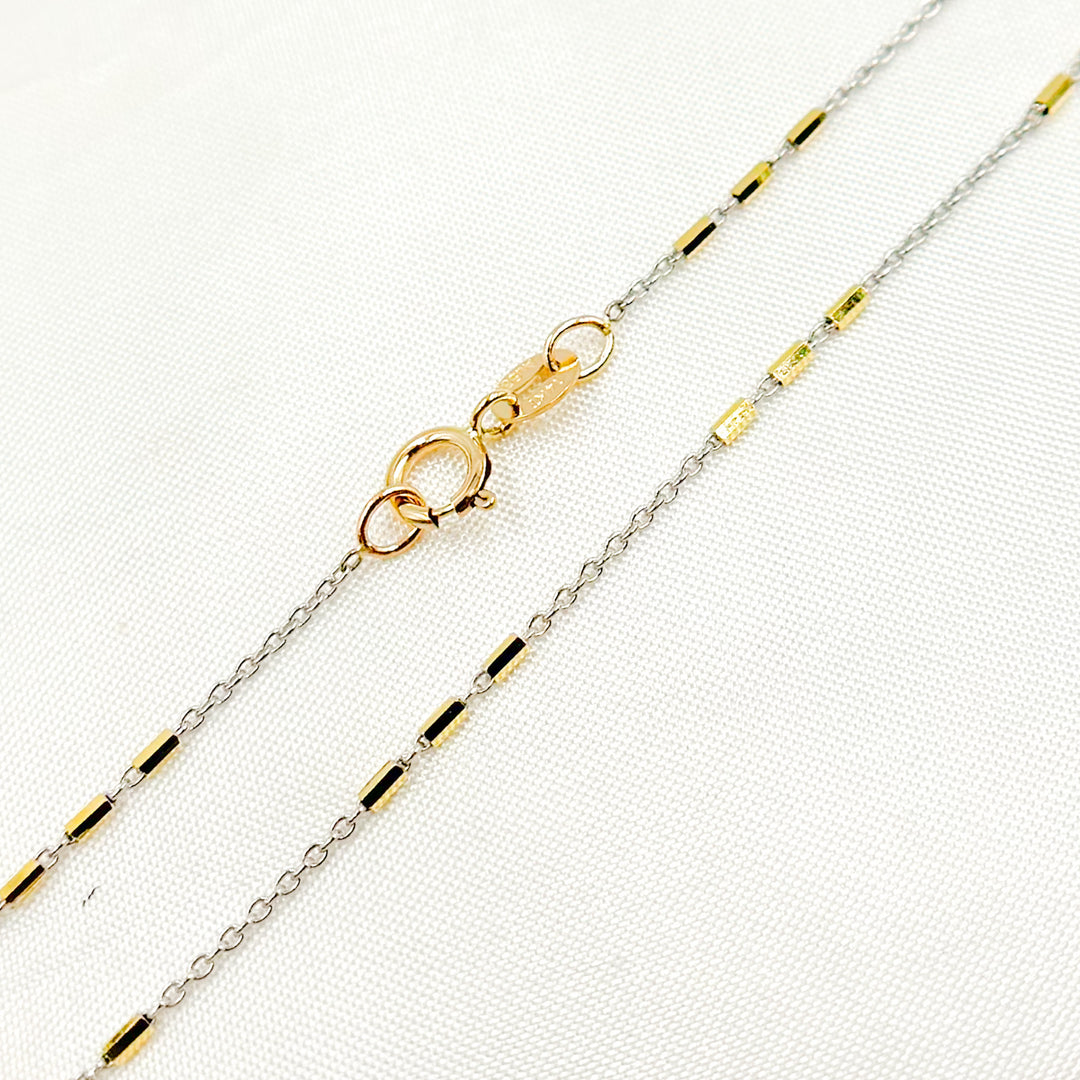 025R02E3TP0G8LN. 14K Solid Gold Satellite Bar Chain