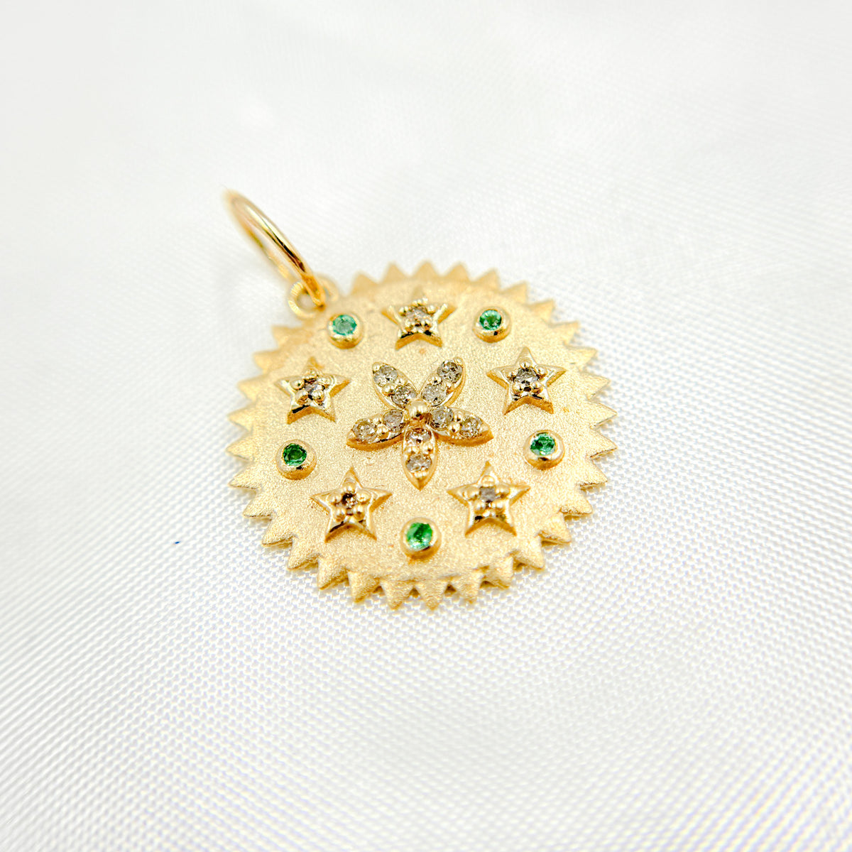 14k Solid Gold Diamond and Gemstone Circle
