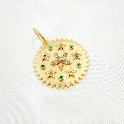 14k Solid Gold Diamond and Gemstone Circle