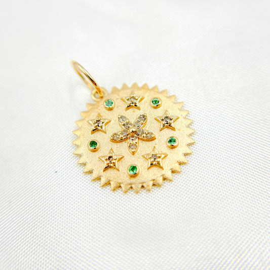 14k Solid Gold Diamond and Gemstone Circle