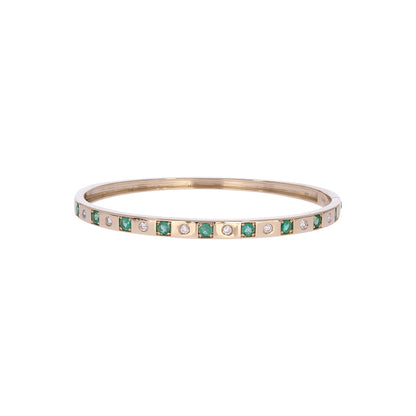 BNE68710. 14K Solid Gold Diamond & Gemstone Bangle