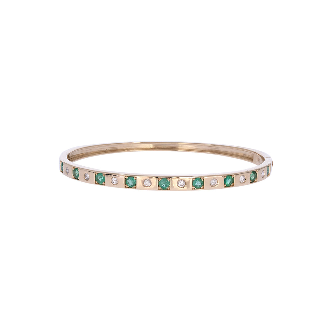 BNE68710. 14K Solid Gold Diamond & Gemstone Bangle