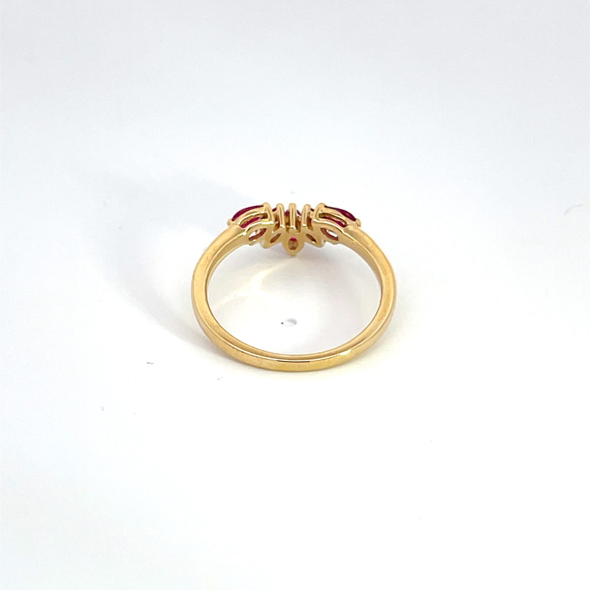 14k Solid Yellow Gold Ruby Flower Ring.