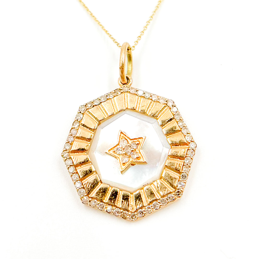 Shop Now 14K Solid Gold Diamond Mother of Pearl