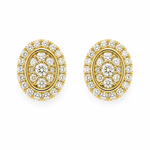 Load image into Gallery viewer, EFH52014. 14K Solid Gold and Diamonds Oval Earrings